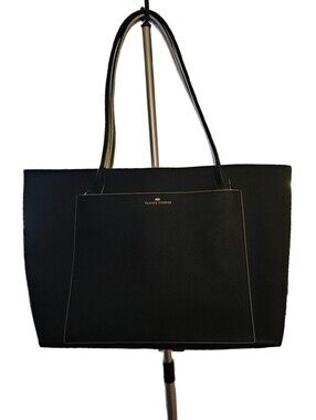 Black Tote Bag From Elaine Turner with Yellow Trim Accent In Great Condition